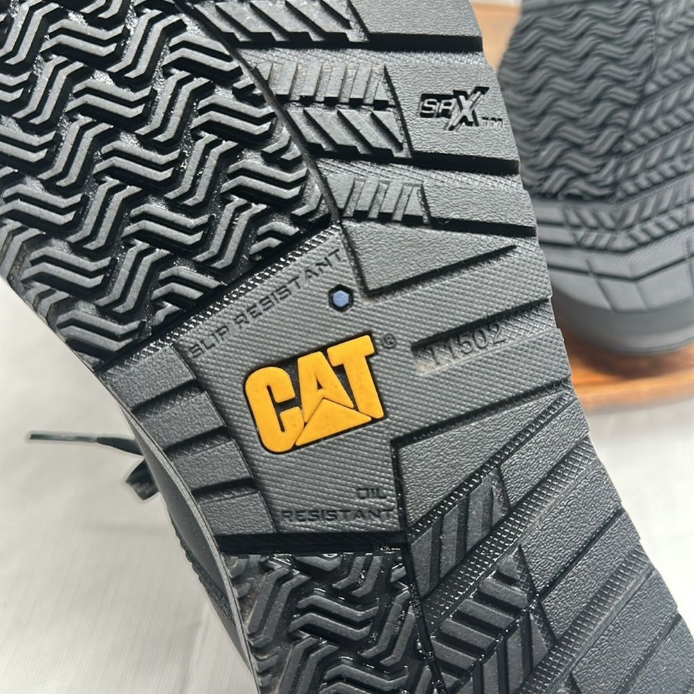 CAT Shoes Wm 9.5 Black Lace up Safety Comp Toe Sneakers Slip Oil Resistant - Picture 11 of 14